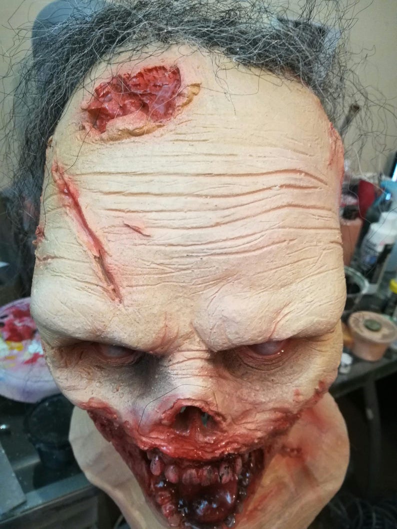 Handmade Realistic Zombie Latex Mask, Gory Rotten Flesh Halloween Prop image 5