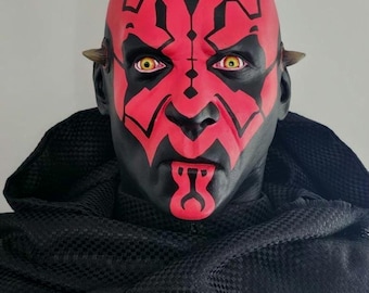 Realistisk Darth Maul-mask - Högkvalitativ latex Sith Lord Cosplay - Handmålad Star Wars-skurkpropp, Phantom Menace Halloween-kostym