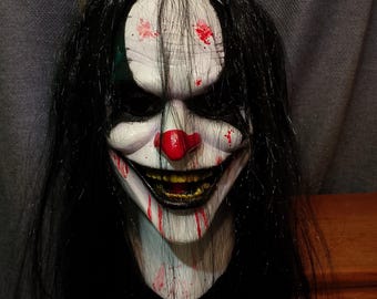 Evil Laugh Psycho Clown Latex Masker Horror Psycho Circus Halloween Cosplay Volledig Hoofd
