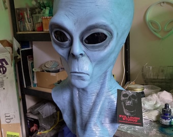 Alien Buitenaards Blauw Latex Masker Halloween Cosplay Kostuum Prop Buste Volwassen Volledig Hoofd