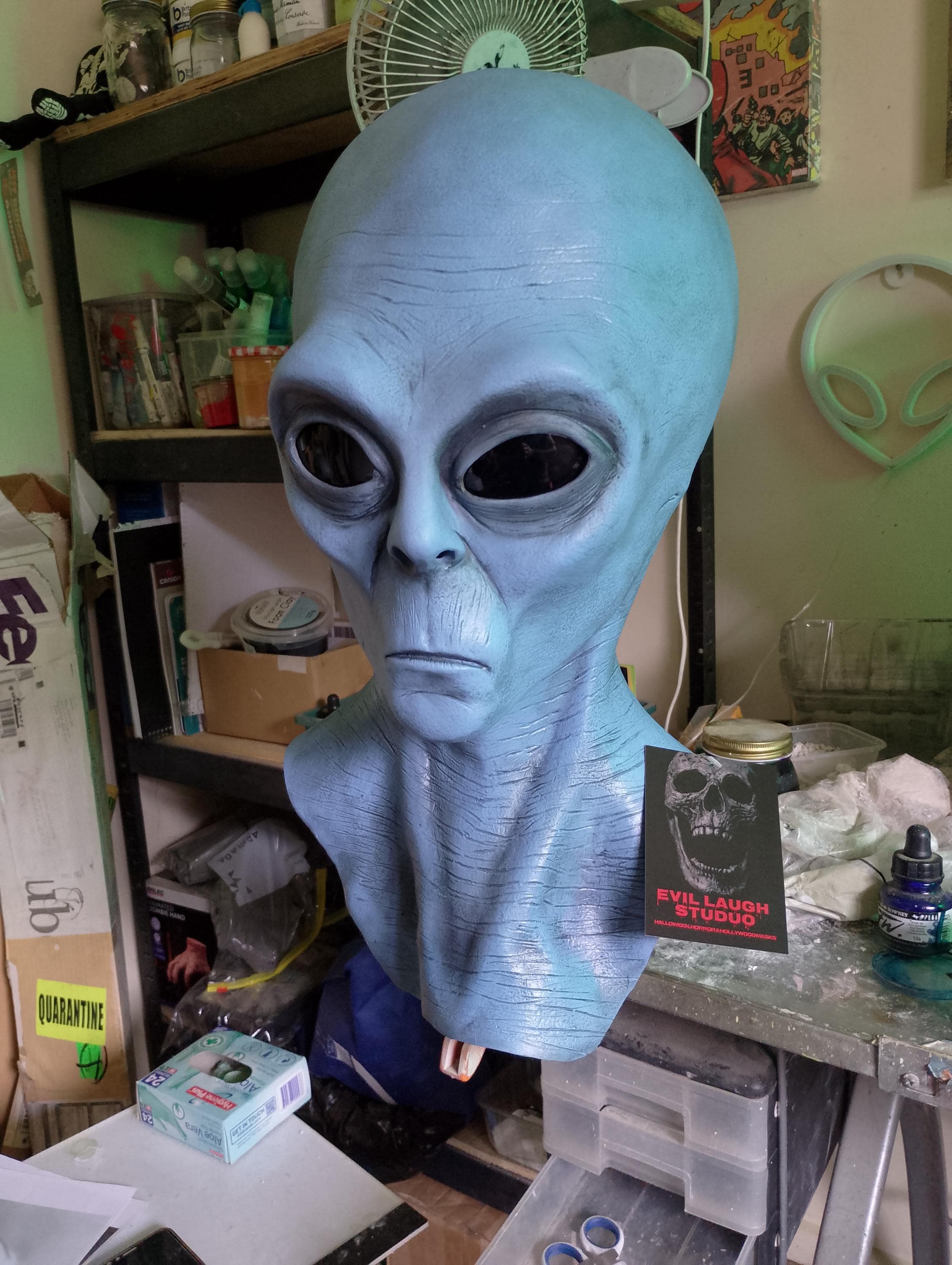 Alien Extraterrestrial Blue Latex Mask Halloween Cosplay Costume Prop ...