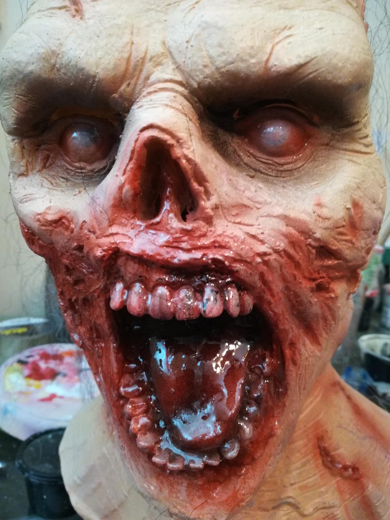 Handmade Realistic Zombie Latex Mask, Gory Rotten Flesh Halloween Prop image 6