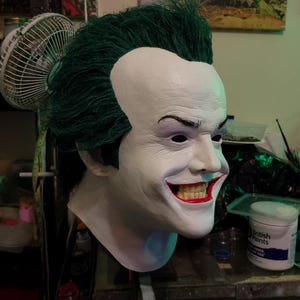 Joker Jack Nicholson Latexmask Film Memorabilia Halloween Cosplay Rekvisita Helt Vuxenhuvud bild 2