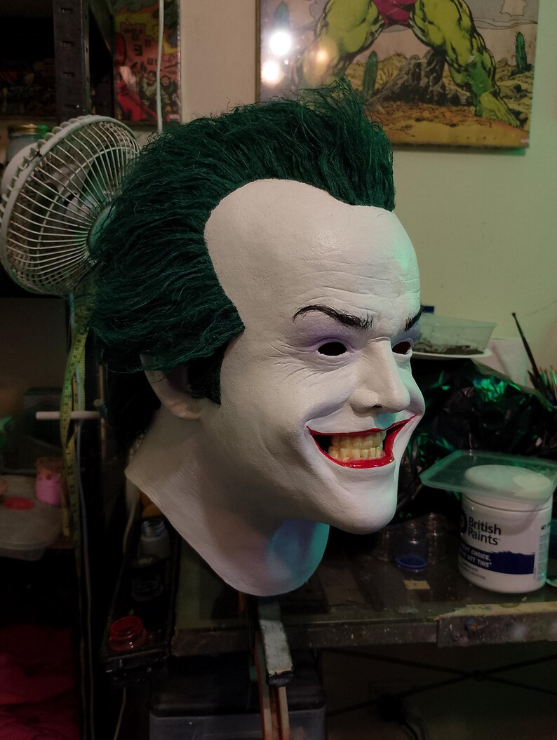 Joker Jack Nicholson Latexmask Film Memorabilia Halloween Cosplay Rekvisita Helt Vuxenhuvud bild 2