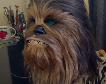 Máscara realista de Chewbacca, cabeza de cosplay de Wookiee, accesorio de disfraz inspirado en Star Wars, máscara peluda de látex para adultos, réplica de personaje de película