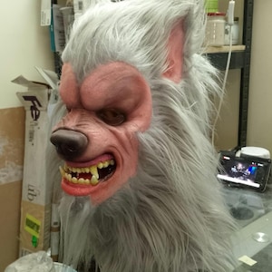 Scary Grey Werewolf Latex Mask  Halloween Horror Cosplay Costume Prop Adult full head