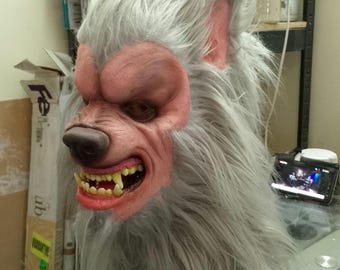Realistisch weerwolfmasker, grijze vachtbeest Halloween-kostuumrekwisiet