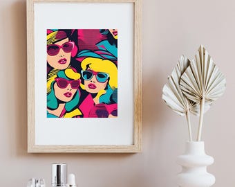 90s Pop Art Print – Retro Y2K Wall Art, Fashion Decor (Digital Download)