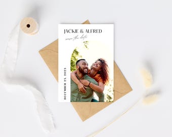 Sjabloon voor moderne foto-save-the-date: minimalistische trouwkaart (digitale download)