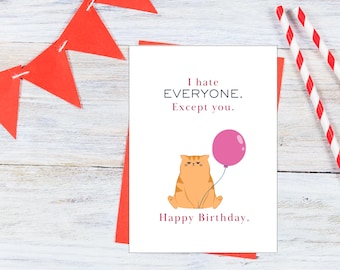 Verjaardagskaart Funny Cat – Sarcastische groet voor introverte mensen (pdf en JPG)
