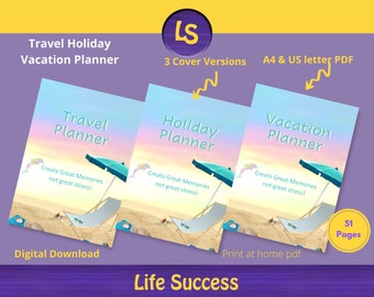 Travel Planner, Holiday Organiser, Vacation Journal, Journey Memory Keeper, Checklist, Spring, Summer, Winter Sun