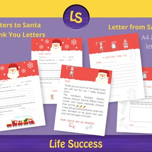 Queridas cartas de Santa, Carta de Santa, Cartas de agradecimiento. Set de Cartas Navideñas Infantiles