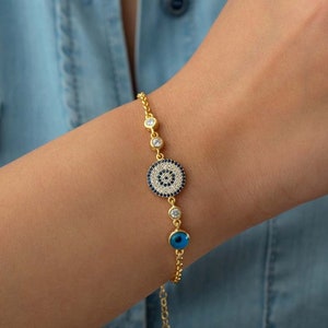 Diamenté Evil Eye Bracelet - Evil Eye- Good luck Bracelet Gold