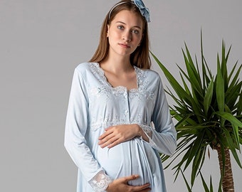 Pyjama et peignoir pour accouchement et accouchement, pyjama de maternité, ensemble peignoir et pyjama de maternité, tenue d'hôpital, sac d'hôpital