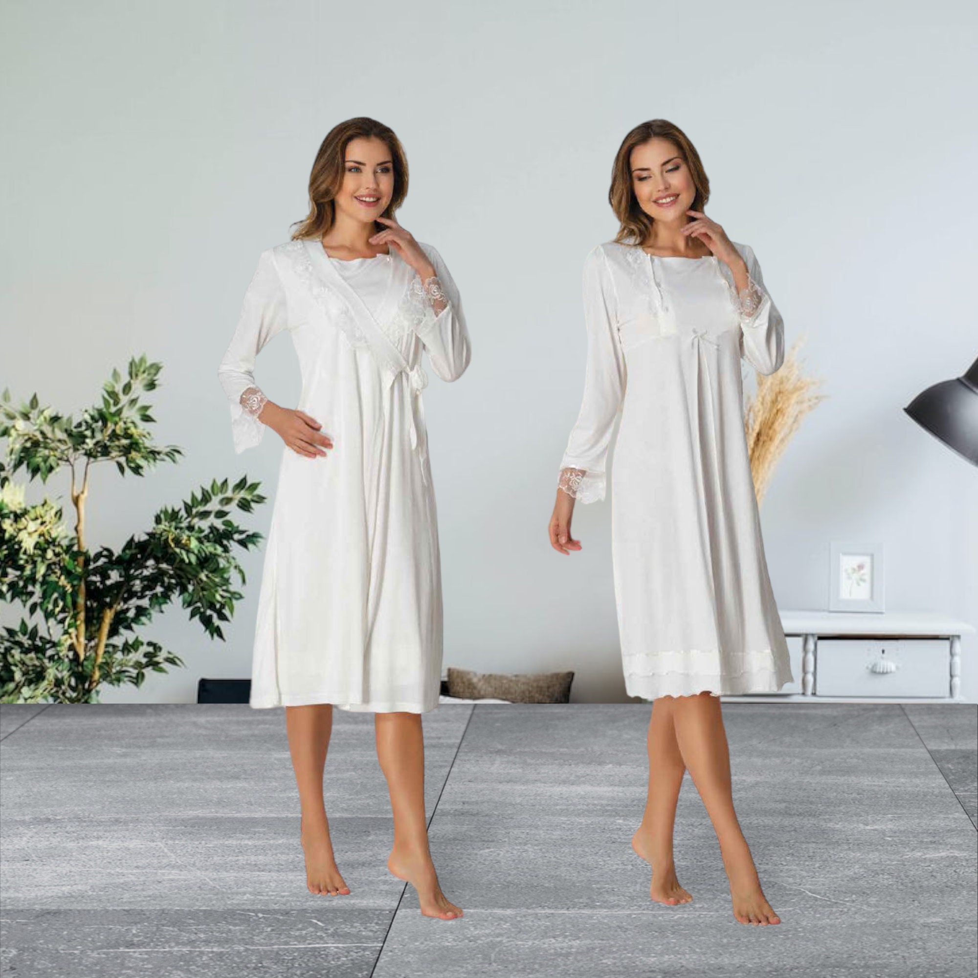 Delivery Robe Elegant Labor and Delivery Gown and Robe, Maternity Hospital Gown ...
