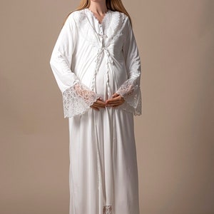 Elegant Labor and Delivery Gown Robe With Lace and Headband, Hospital ...