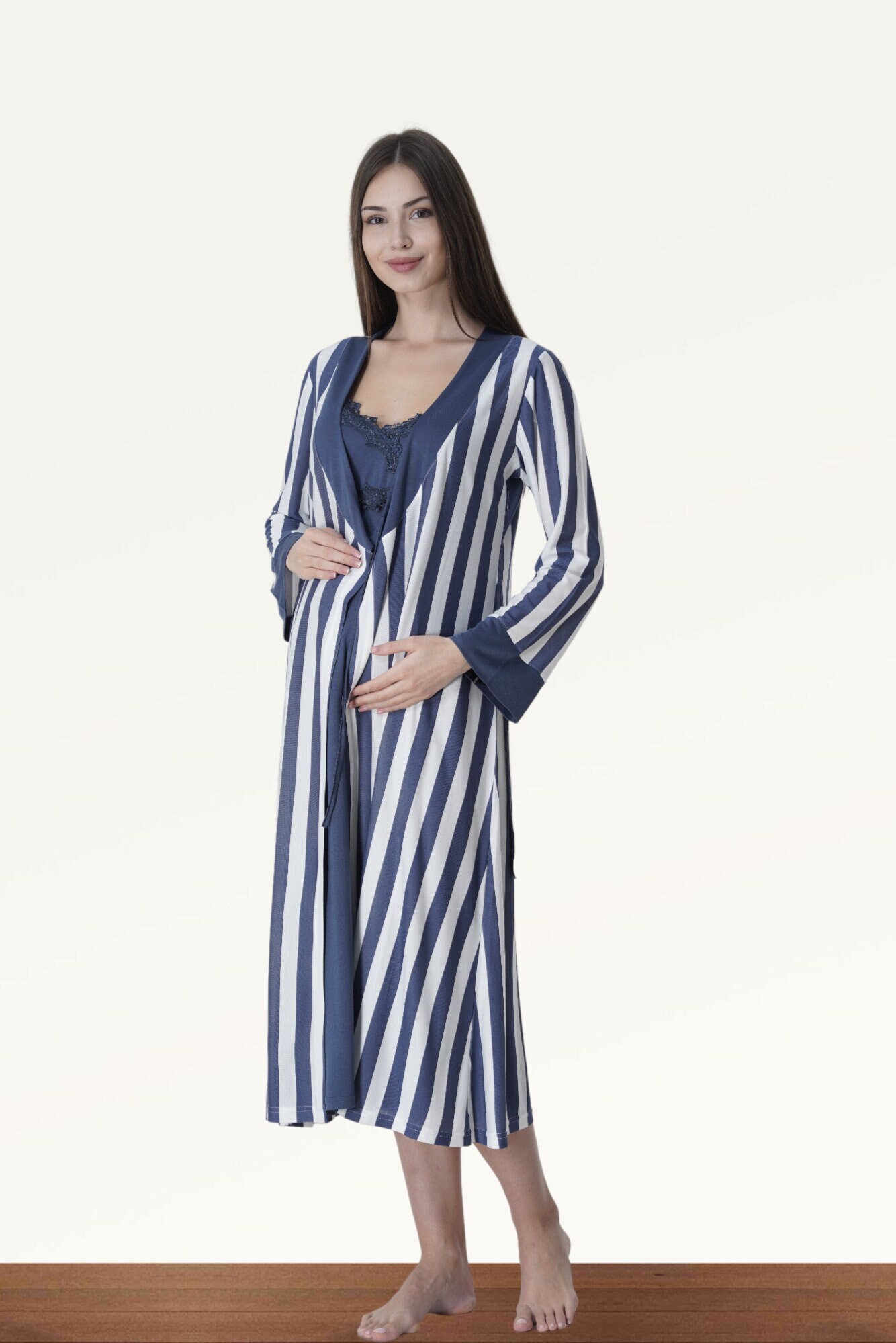 3-in-1 Nursing Nightgown For Hospital - Maternity Breastfeeding & Delivery Dress