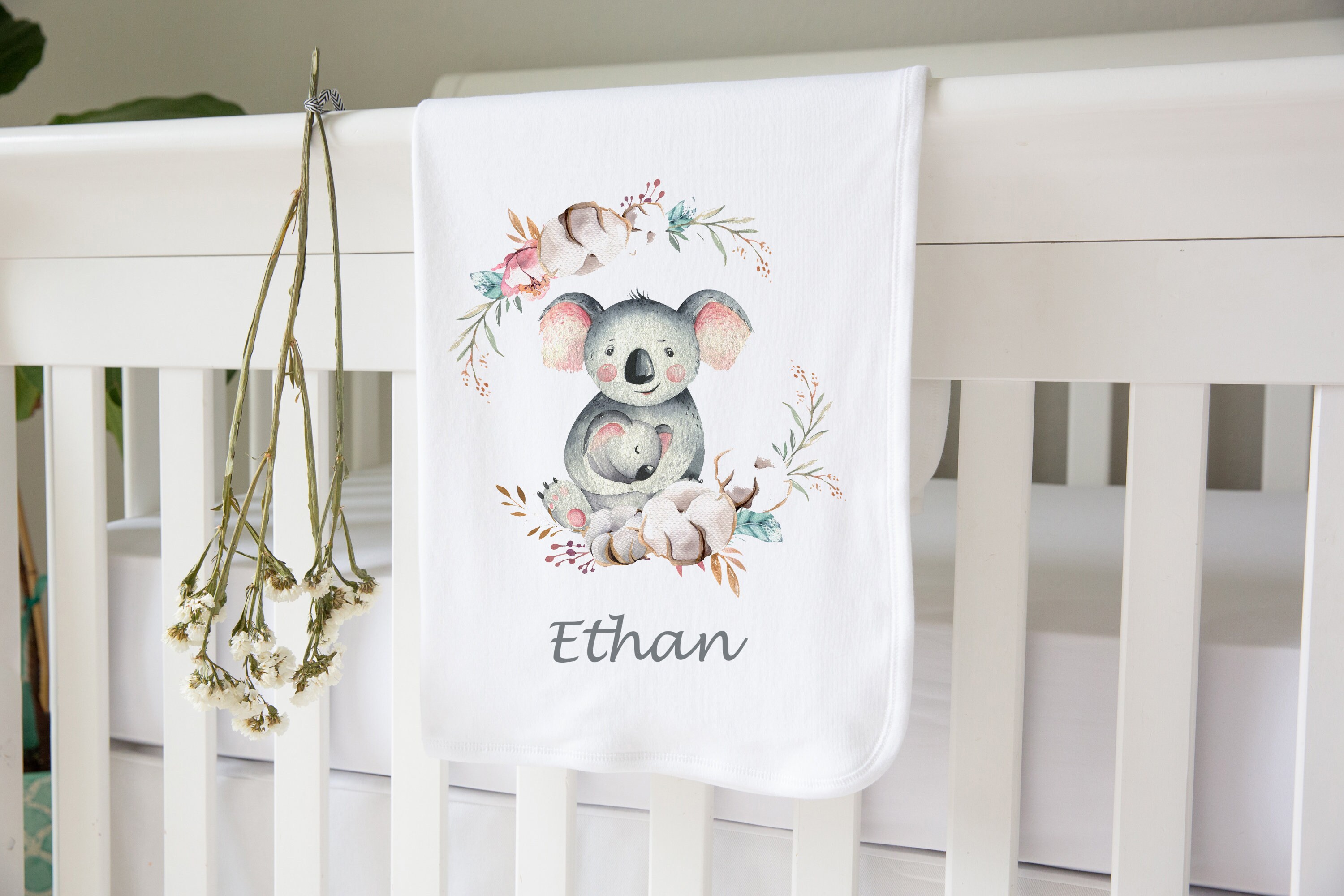 Personalised Baby Blanket Koala Blanket Baby Boy Gift Etsy