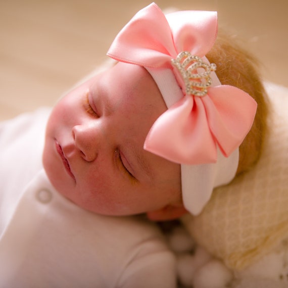 Diadema de corona para bebés, lazo para bebés, moños para bebés