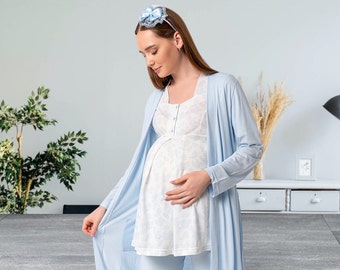 Maternity Nursing Pyjamas with Slippers and Headband - Hospital Bag Must Have