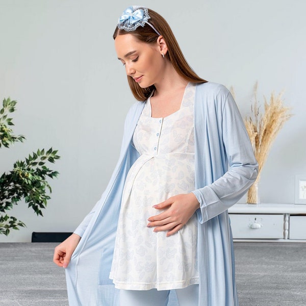 Maternity Nursing Pyjamas with Slippers and Headband - Hospital Bag Must Have