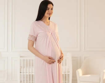 Camicia da notte premaman in pizzo, camicia da notte per allattamento, indispensabile per la borsa dell'ospedale, regalo per la futura mamma in occasione del baby shower, abbigliamento da notte post-parto.