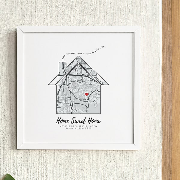 New Home Gift, Home Sweet Home, Map Home Gift, First New Home Gift, Christmas gift for family, our first home decor, housewarming gift