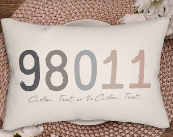 Zip Code Pillow-  Zipcode with Coordinates Lumbar Pillow, New Home Gift, housewarming gift, Multi color font & pillow choice, zipcode pillow