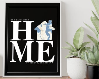 First Home Map Print Gift, Our First Home Gift, Personalized Home Gift, Housewarming Gift, New Home Owner, Gift for Couples new home