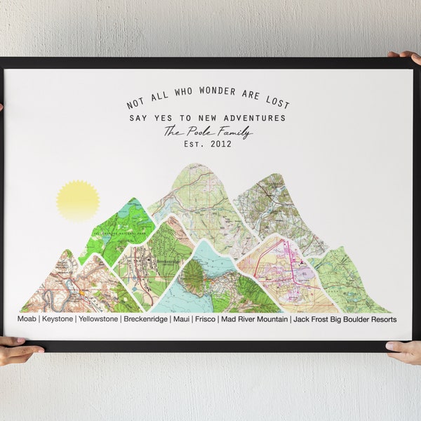 Custom 5th anniversary gift for him, Adventure Map, Map Prints, Personalized Gift, Wall art Vintage maps, map print gifts, 50th Year Gift