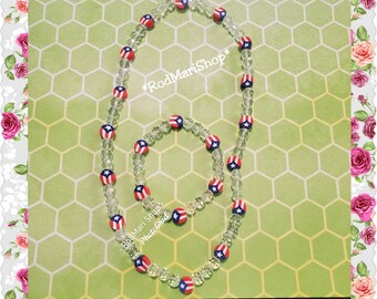 Puerto Rico necklace. Handmade. Puerto Rico bracelet. Puerto Rico set. Boricua. Isla. Puerto Rican
