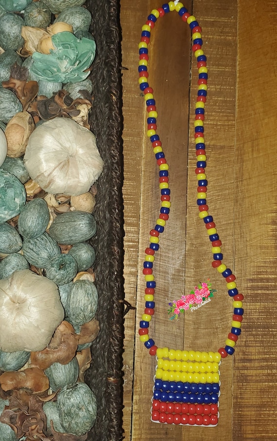 Colombia Flag Beaded Necklace Handmade