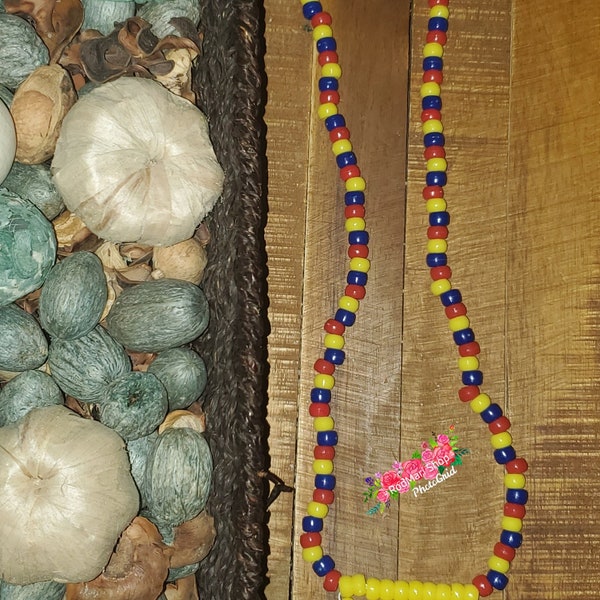 Colombia Flag Beaded Necklace Handmade