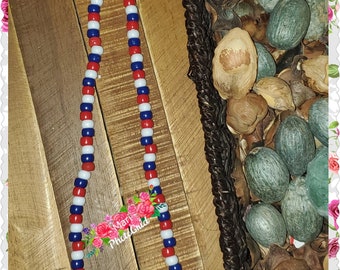 Beaded Cuba Flag Necklace. Handmade beaded necklace