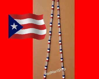 Puerto Rican Flag - Beaded Necklace Handmade Puerto Rico- Special Edition