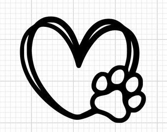 Paw Print heart decal | Heart  decal