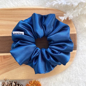 Navy Blue Satin Scrunchie | Soft Satin Scrunchie | Scrunchie Hair Tie | Soft Smooth Hair Tie | Winter Scrunchie | XL Scrunchie | Hair care