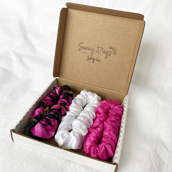 Spring Satin Skinny Scrunchie Box | Scrunchie Hair Tie | Skinny Scrunchie Set |  Scrunchie Set| Ponytail Holder | Scrunchy Set