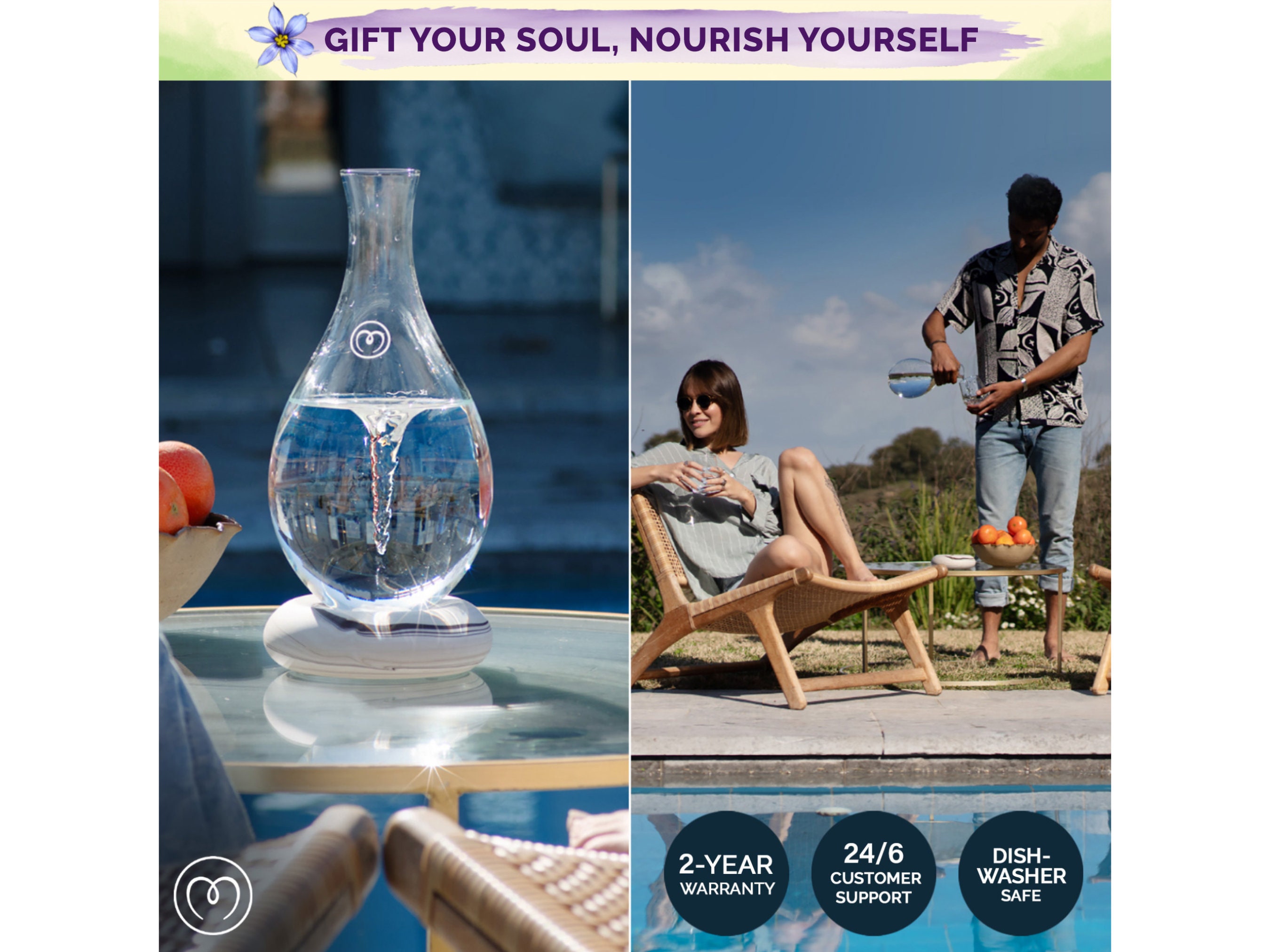 MAYU Swirl Structured Water Pitcher with Innovative Vortex