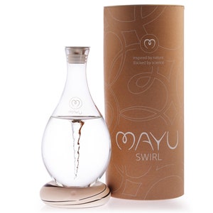 MAYU Swirl Structured Water Pitcher with Innovative Vortex Technology. Water Aerator Great for Reverse Osmosis | Earth Color Porcelain Base