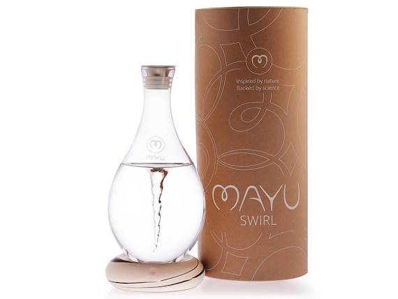 MAYU Swirl Structured Water Pitcher with Innovative Vortex Technology. Water Aerator Great for Reverse Osmosis | Earth Color Porcelain Base