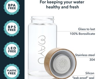 Mayu MAYU Travel Water Bottle with Bamboo Lid - Eco Friendly & BPA