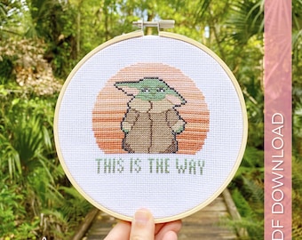 Baby Alien Cross Stitch Pattern, This is the Way (PDF Download)