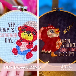 Two Animal Cross Stitch Patterns Bundle! Otter and Owl PDF instant downloads