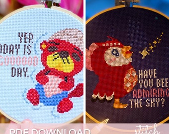 ¡Paquete de dos patrones de punto de cruz de animales! Descargas instantáneas en PDF de nutria y búho.