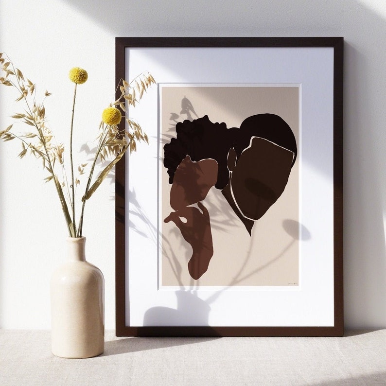 Black Love Poster 11 x 14-24 X 36, African American Couple Art, Black Woman Art, Black Man Art image 1