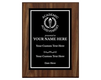 Academic Achievement Customizable Award Plaque |Easel Mount Option | Recognition of Achievement and Service Personalizable Plaques