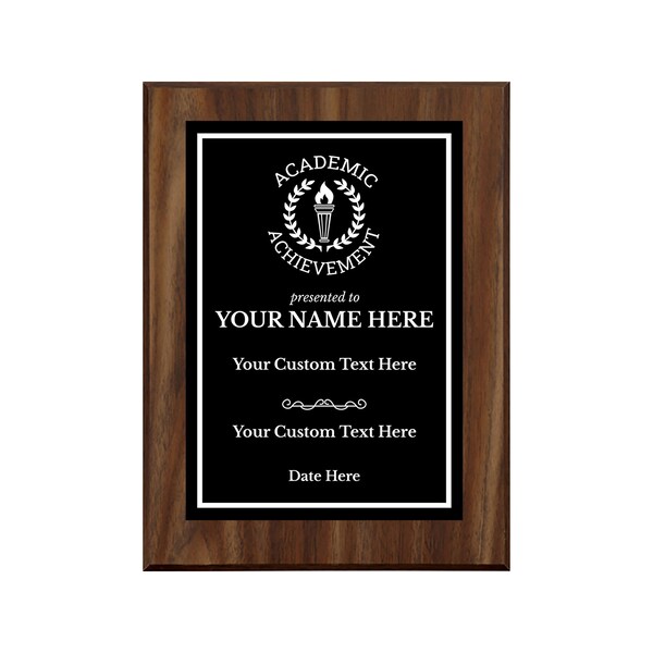 Academic Achievement Customizable Award Plaque |Easel Mount Option | Recognition of Achievement and Service Personalizable Plaques