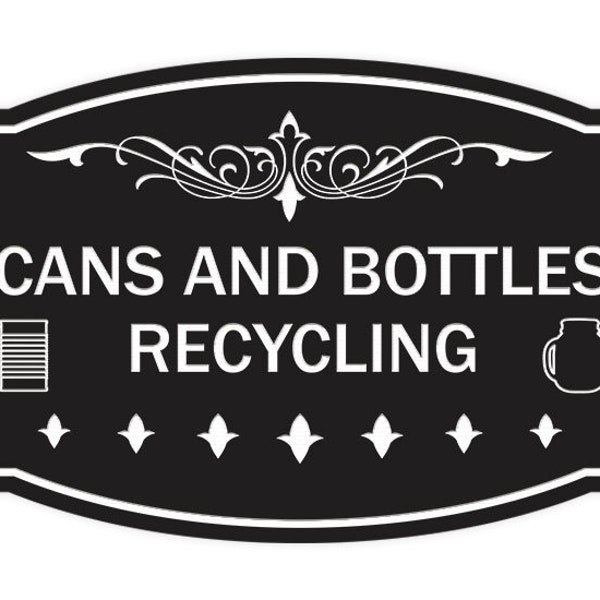 Signs ByLITA Victorian Cans and Bottles Recycling Wall or Door Sign