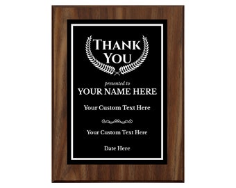 Thank You Gratitude and Appreciation Customizable Award Plaque |Easel Mount Option | Personalizable Plaques